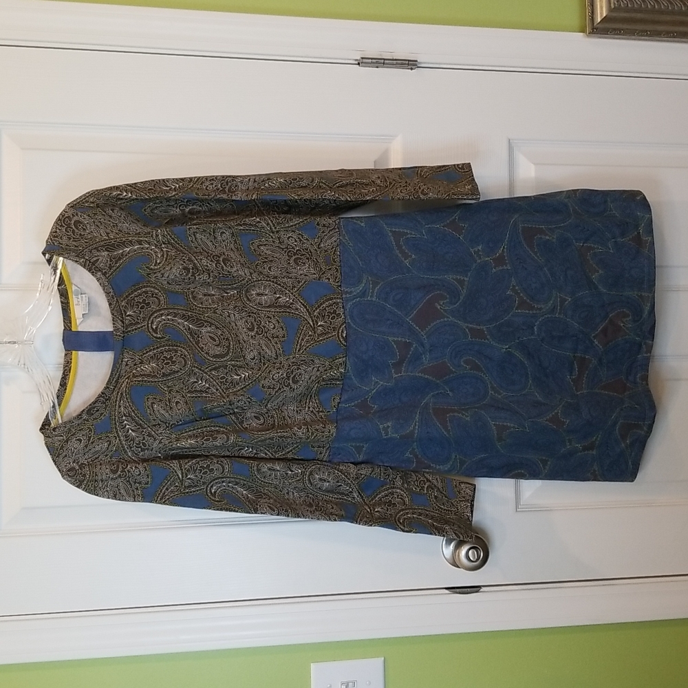 Boden Two Tone Paisley Print Long Sleeve Dress, Women's 6